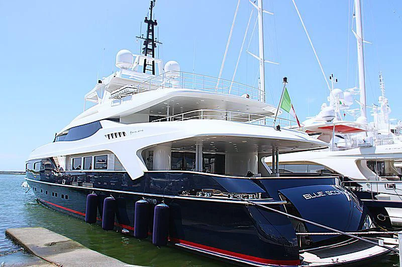 a boat docked at a pier aboard MISCHIEF Yacht for Sale