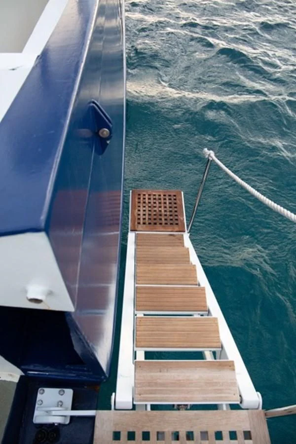 a wooden bridge over water aboard SPIRIT OF GINETTE Yacht for Sale