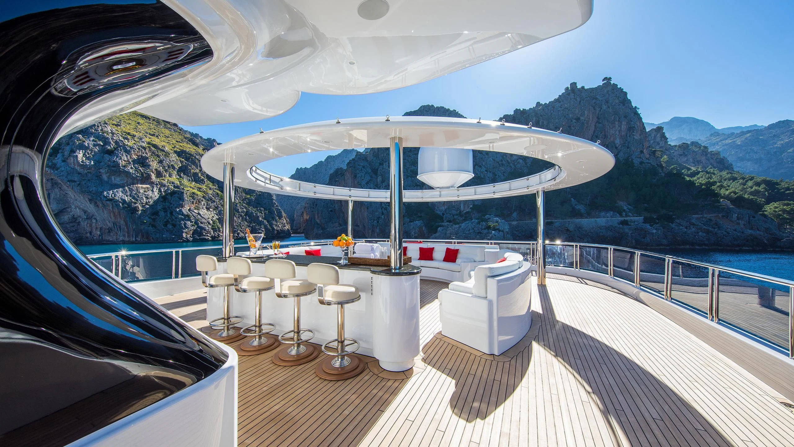 a boat on a deck aboard EMINENCE Yacht for Sale