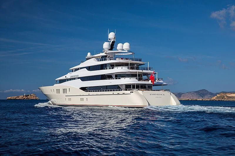 a large white ship aboard EMINENCE Yacht for Sale