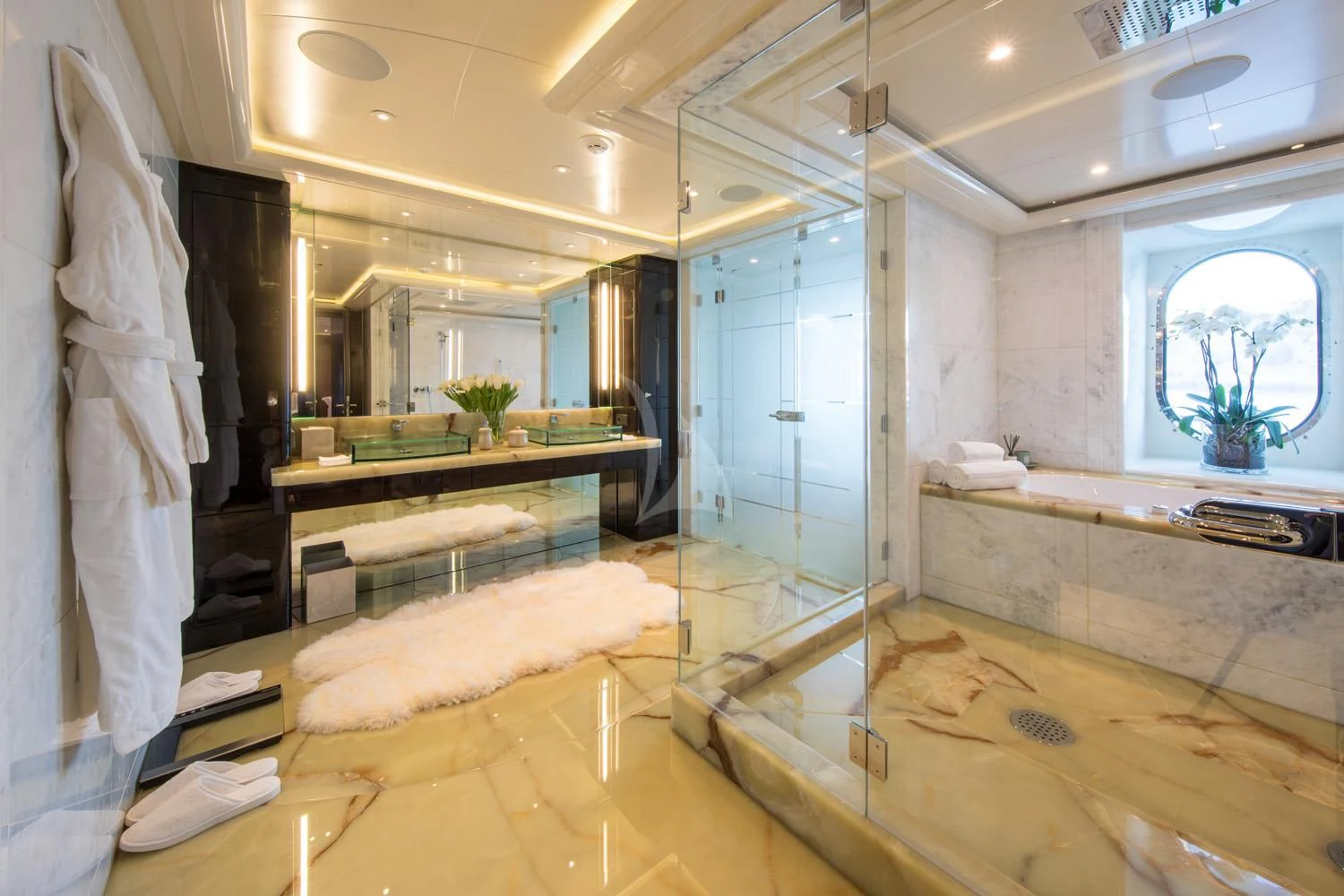 a room with a counter and a sink aboard EMINENCE Yacht for Sale