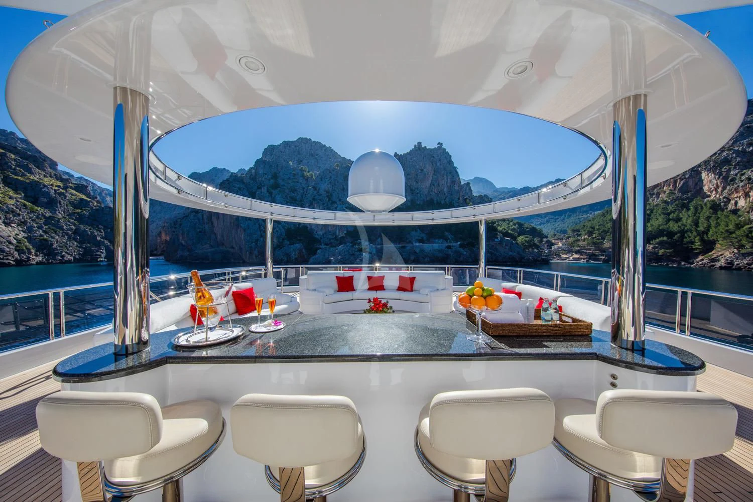 a large white swimming pool aboard EMINENCE Yacht for Sale