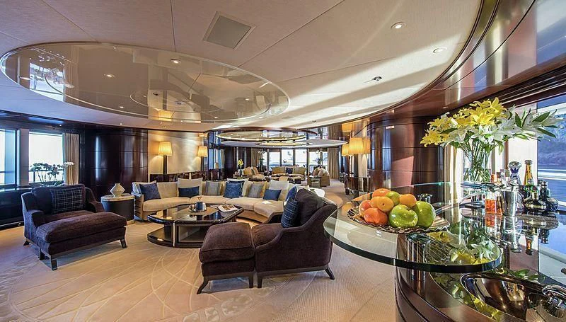 a large living room with a large open floor plan aboard EMINENCE Yacht for Sale