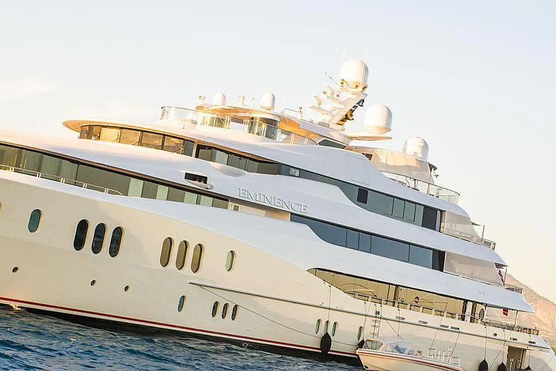 a large white ship aboard EMINENCE Yacht for Sale