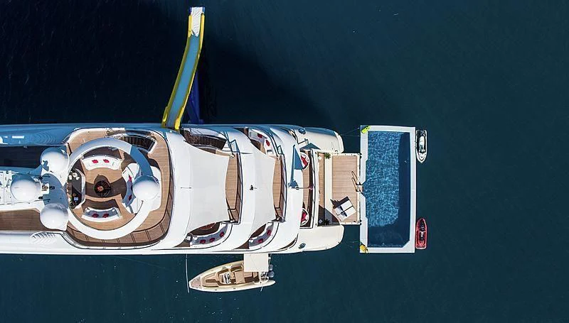 a space ship with a rocket ship aboard EMINENCE Yacht for Sale