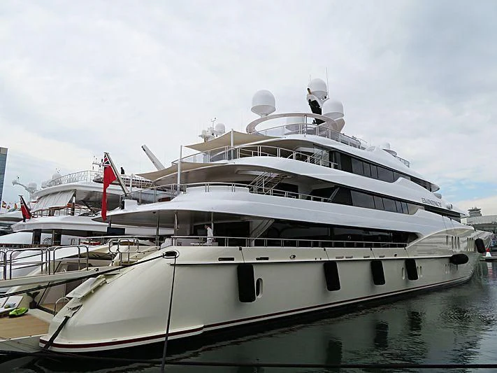 a large white yacht aboard EMINENCE Yacht for Sale