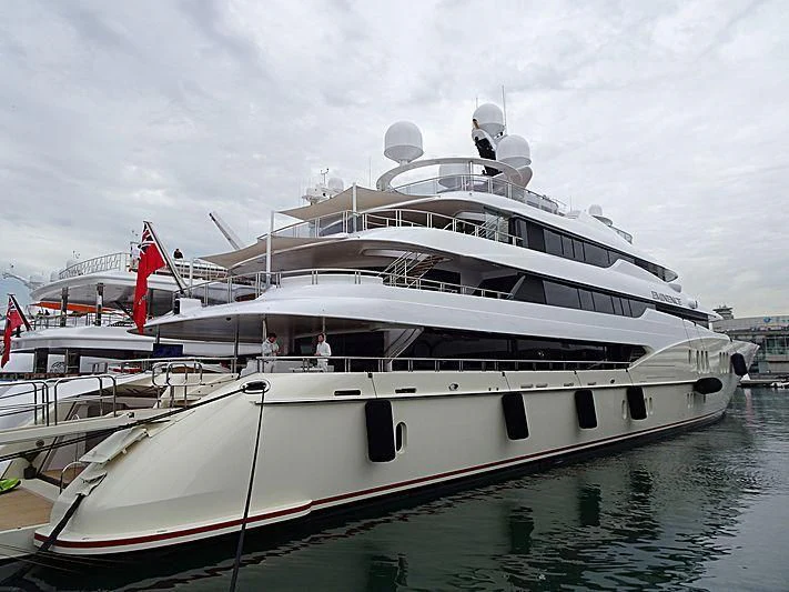 a large white boat aboard EMINENCE Yacht for Sale