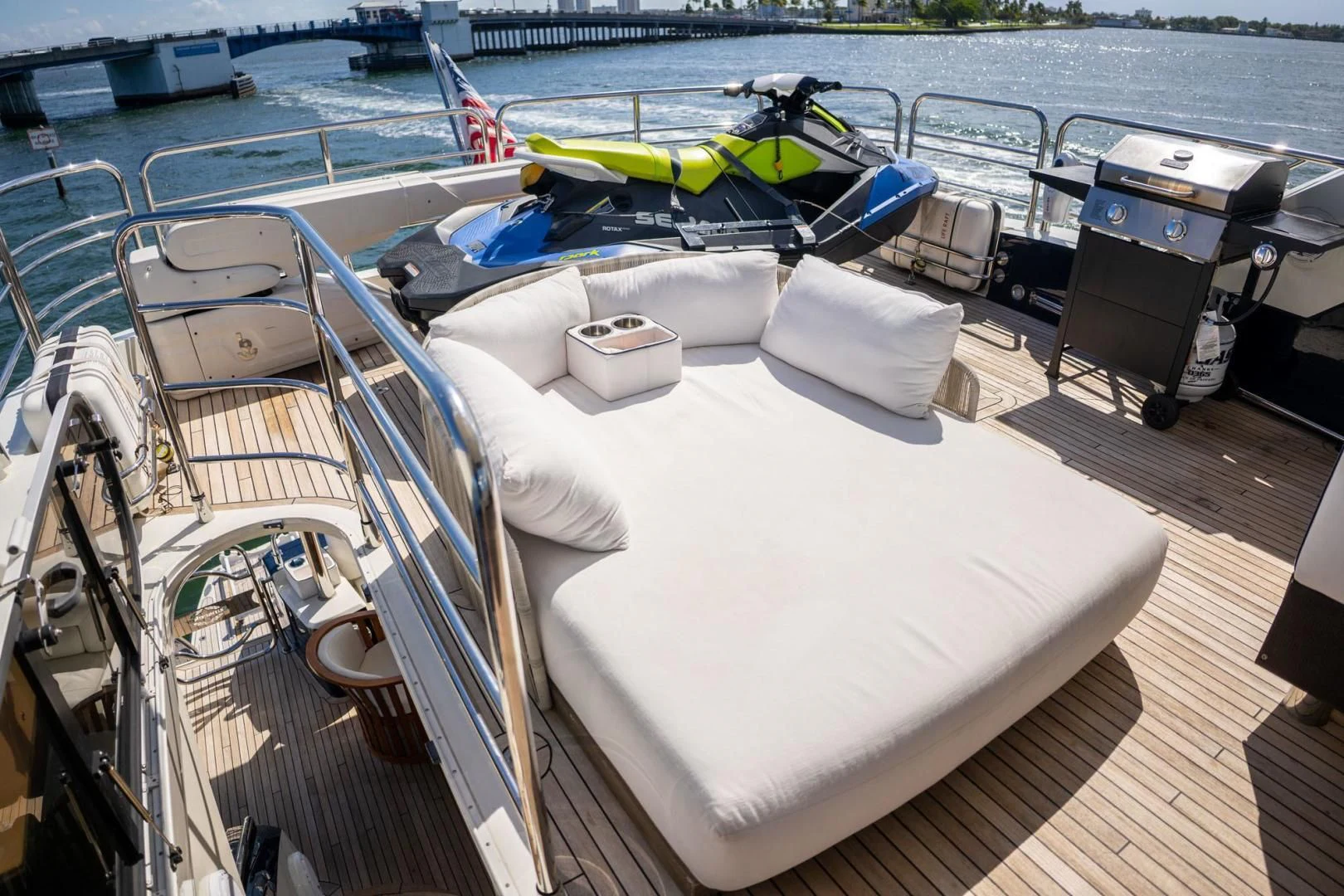 a boat on a deck aboard THE CABANA Yacht for Sale