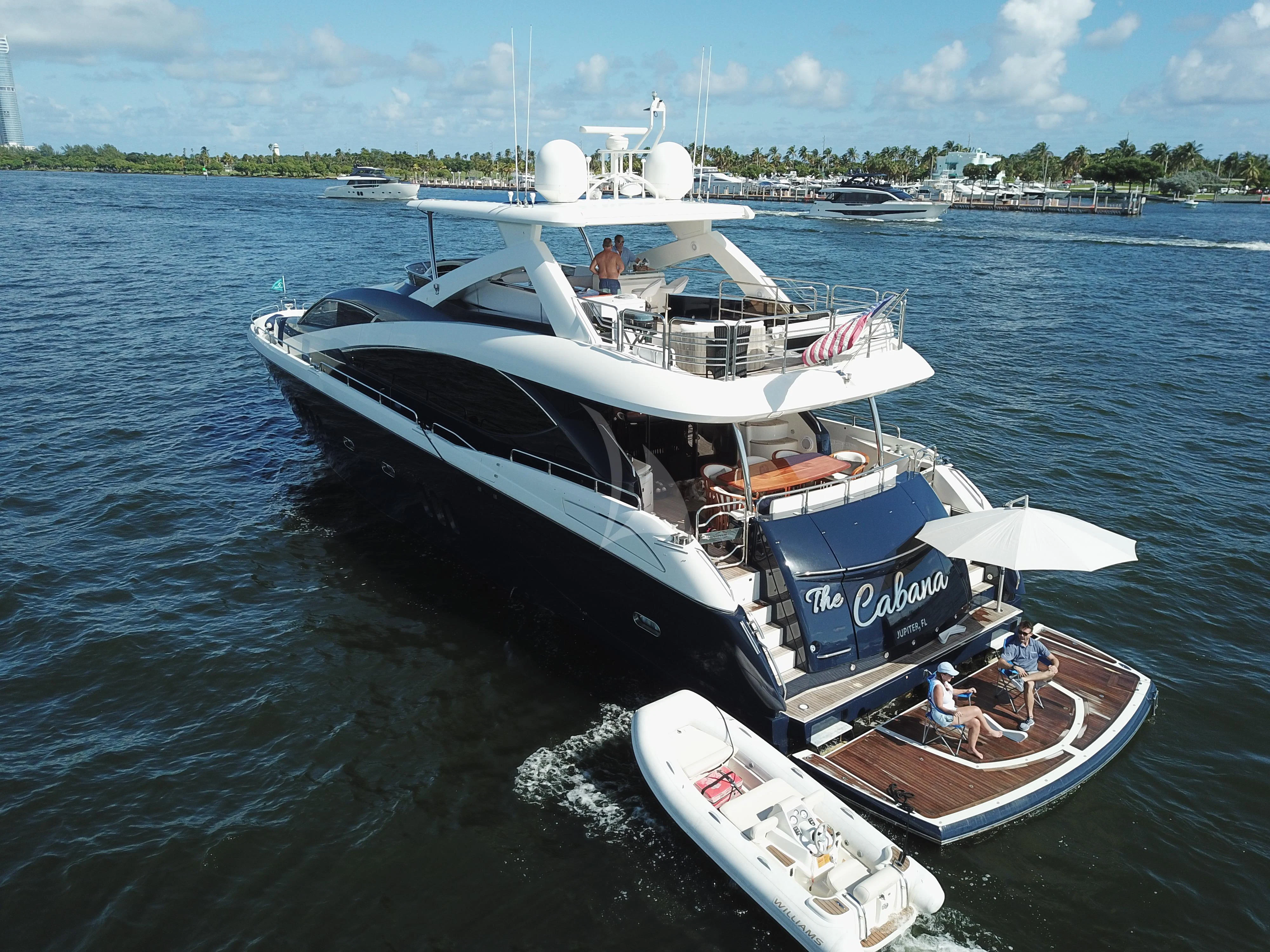 a boat on the water aboard THE CABANA Yacht for Sale