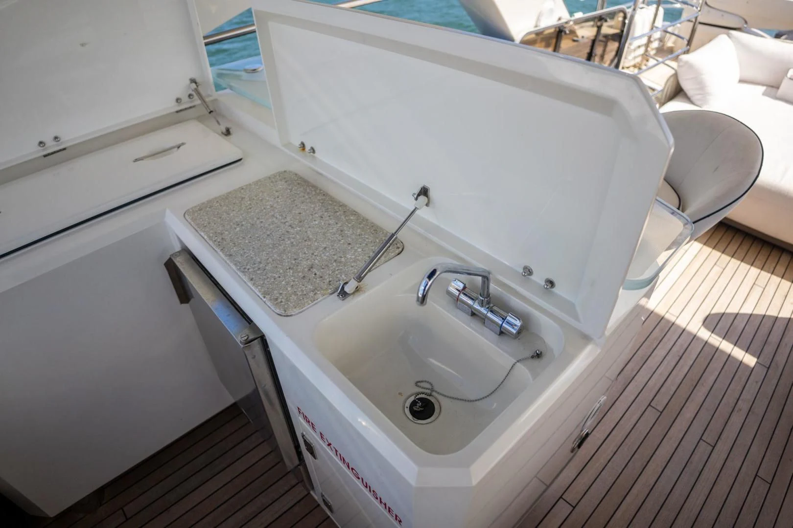 a sink and a bathtub in a bathroom aboard THE CABANA Yacht for Sale