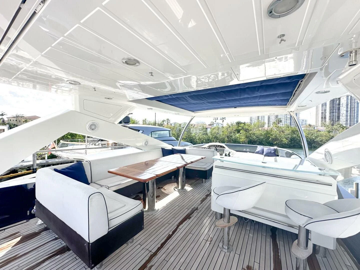 a boat on a deck aboard THE CABANA Yacht for Sale
