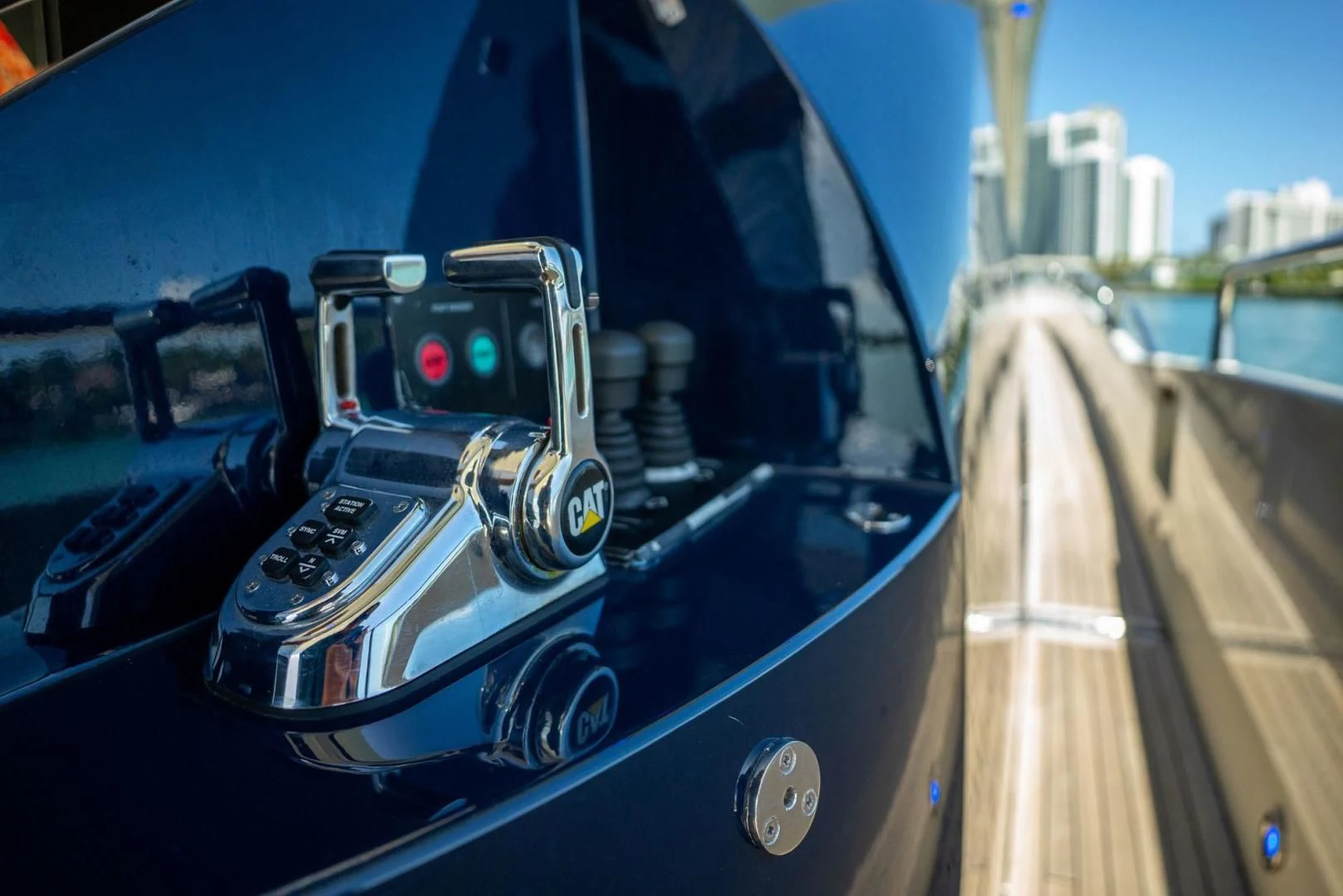 the inside of a car aboard THE CABANA Yacht for Sale
