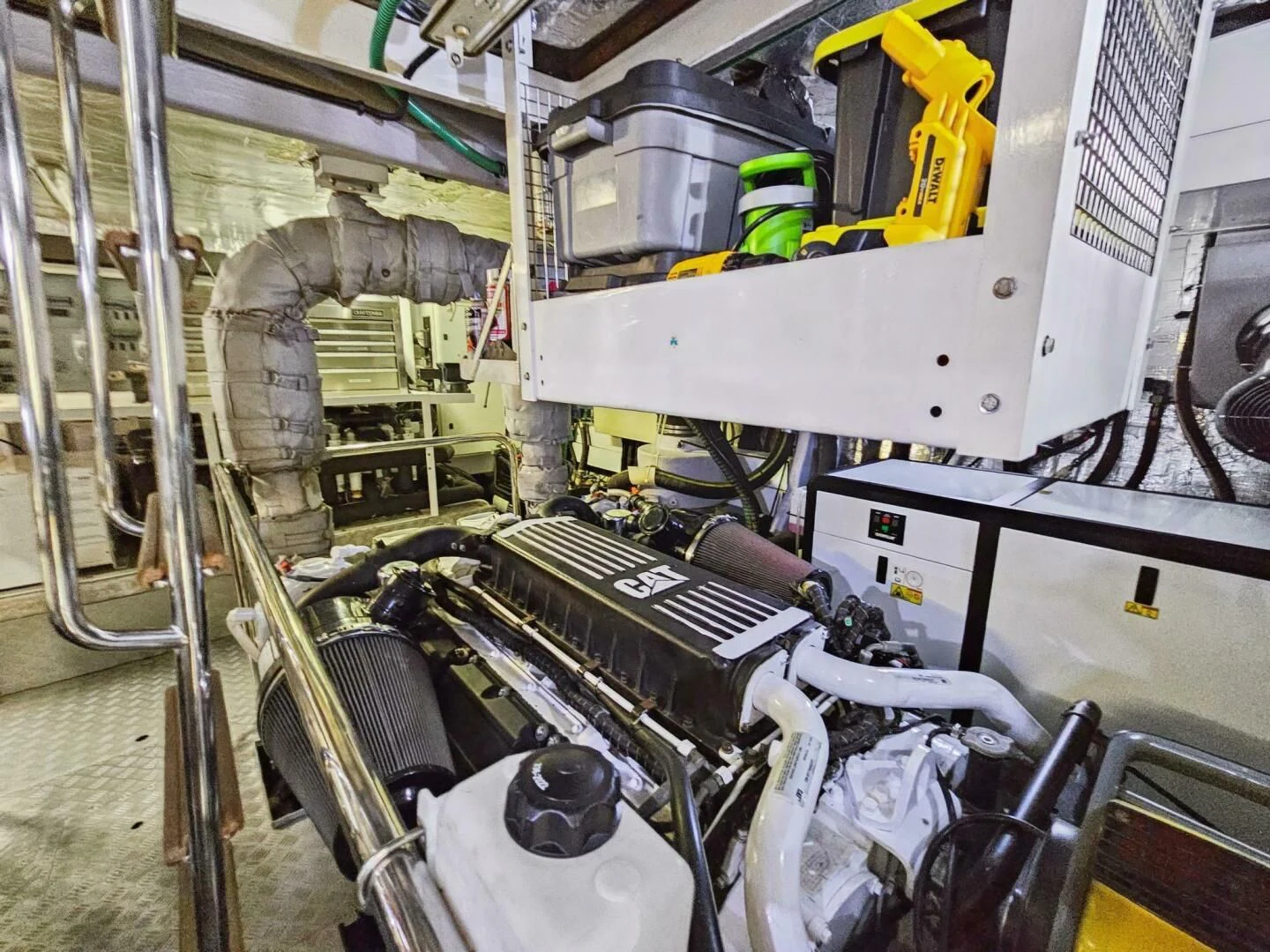 a large factory machinery aboard THE CABANA Yacht for Sale