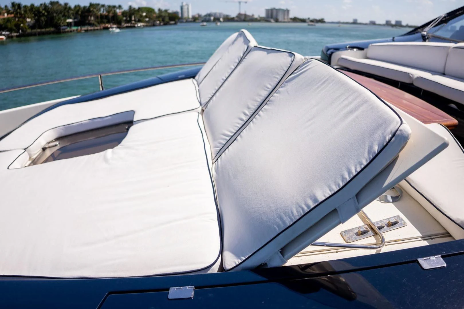 a boat with a white cover aboard THE CABANA Yacht for Sale