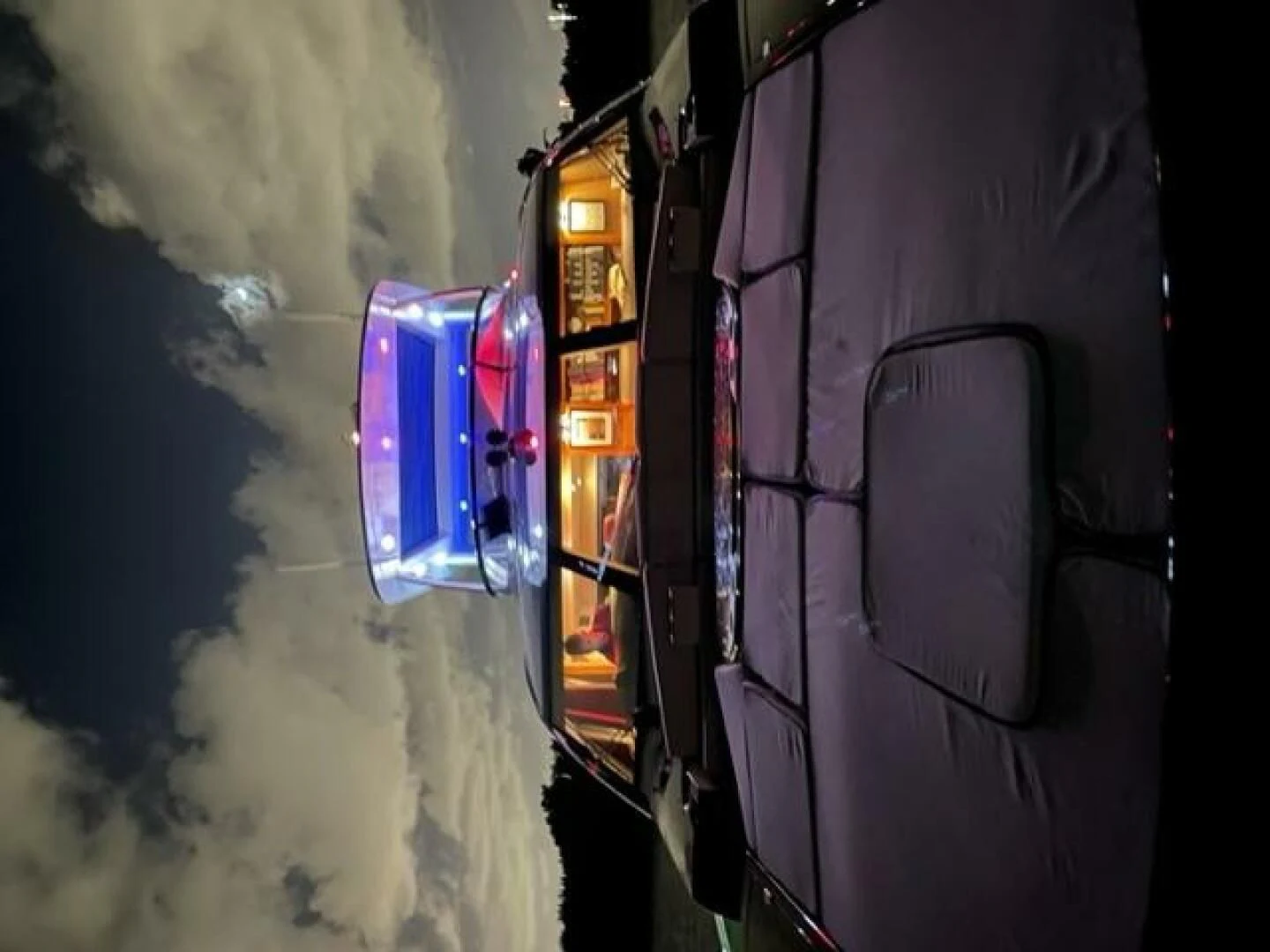 a car on fire aboard THE CABANA Yacht for Sale