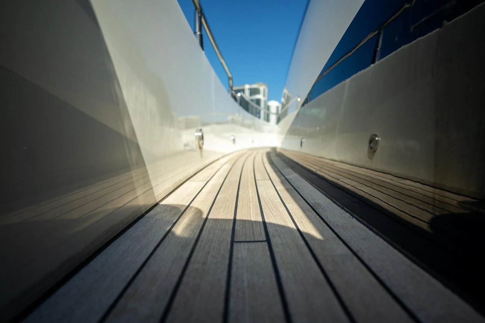 a person walking on a road aboard THE CABANA Yacht for Sale