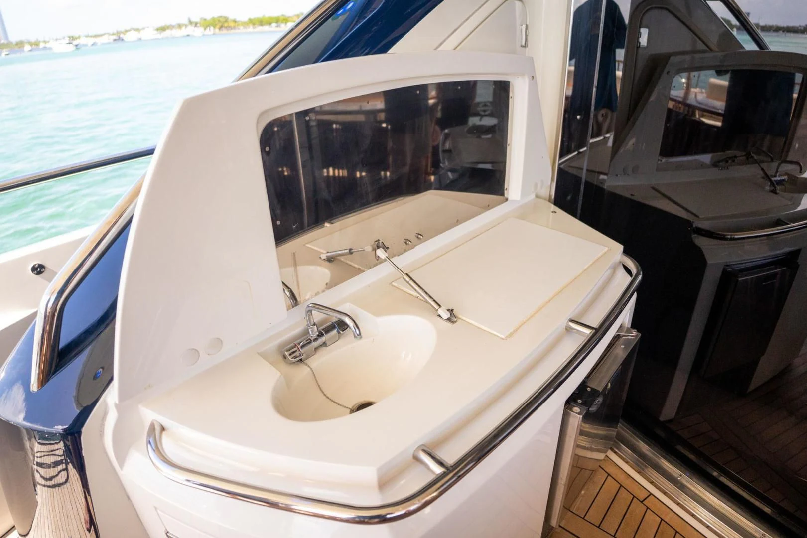 a white sink in a boat aboard THE CABANA Yacht for Sale