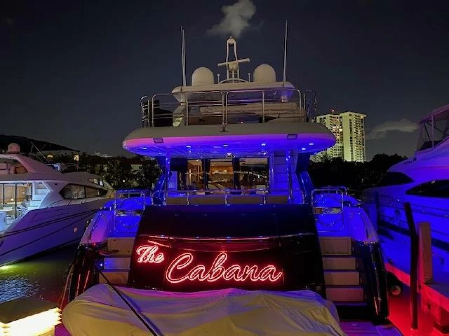 a boat on a water body aboard THE CABANA Yacht for Sale