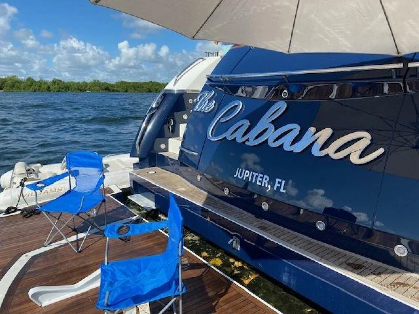 a boat on the water aboard THE CABANA Yacht for Sale