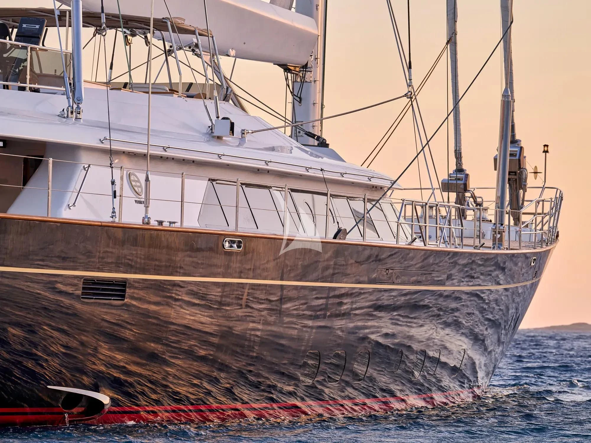 a large white ship aboard BURRASCA Yacht for Sale