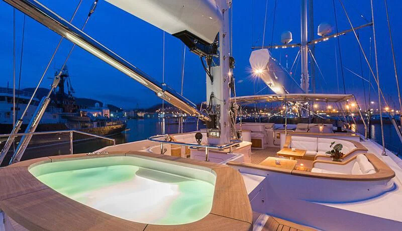 a large indoor swimming pool aboard BURRASCA Yacht for Sale