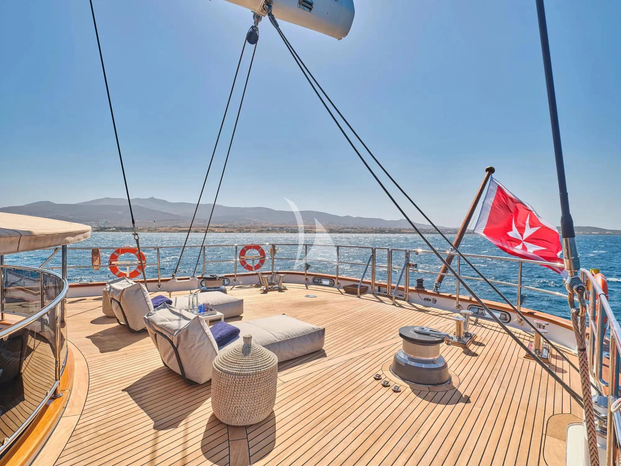 a flag on a boat aboard BURRASCA Yacht for Sale