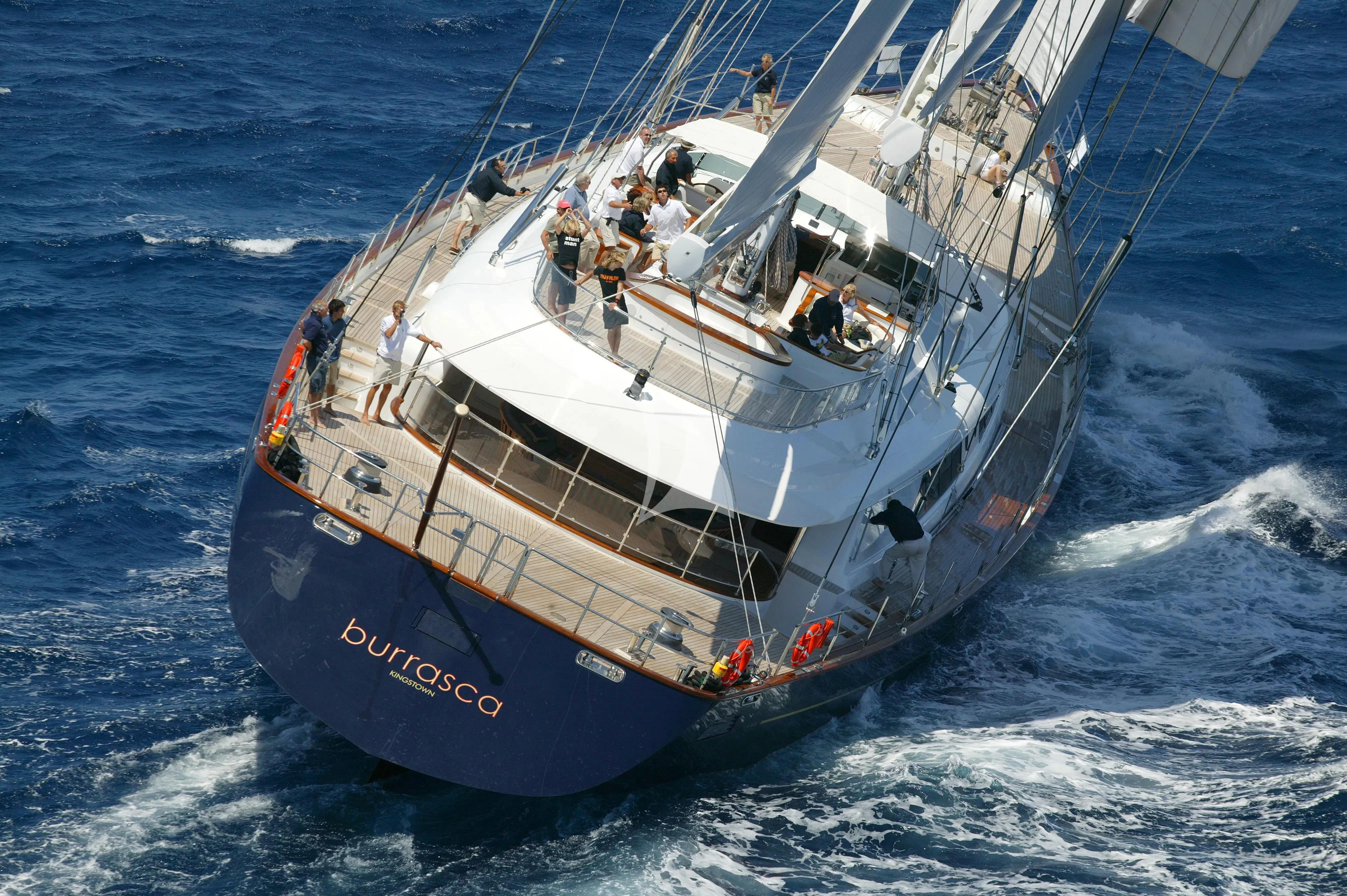 a boat with people on it aboard BURRASCA Yacht for Sale