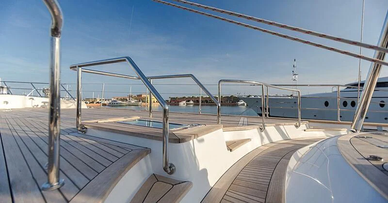 a large metal structure aboard BURRASCA Yacht for Sale