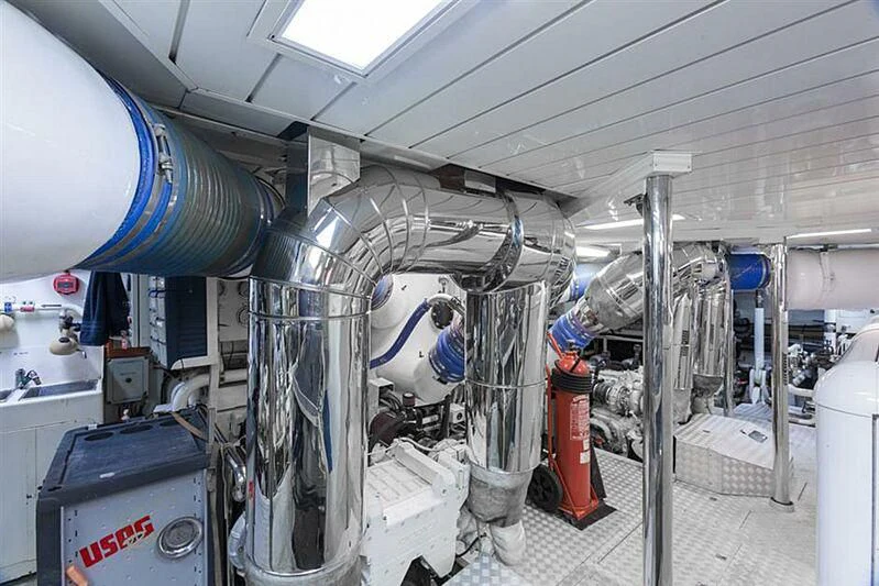a large room with machinery aboard BURRASCA Yacht for Sale