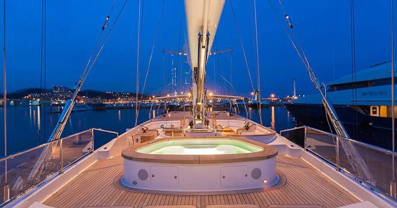 a boat on a bridge aboard BURRASCA Yacht for Sale