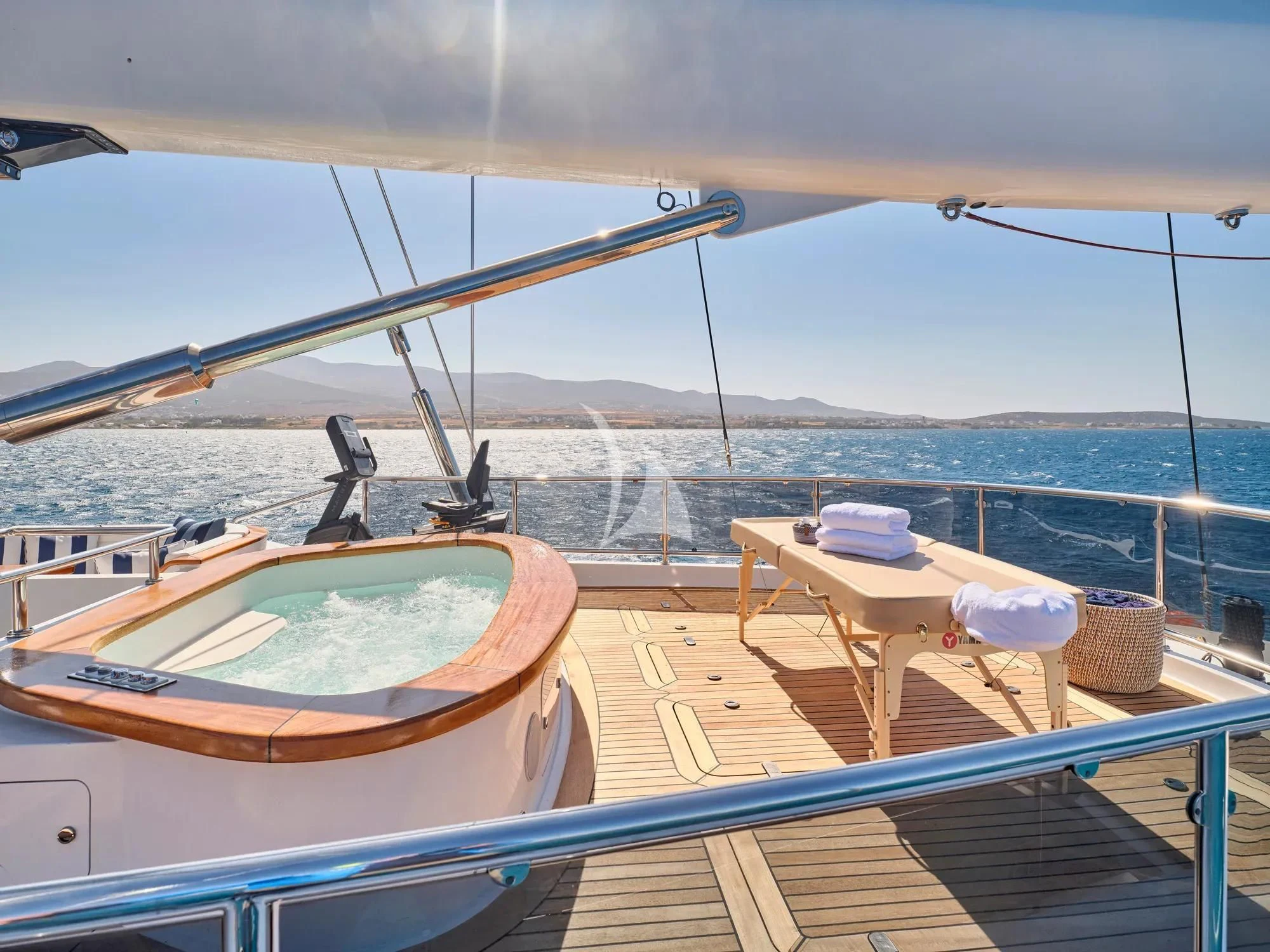 a boat on a deck aboard BURRASCA Yacht for Sale
