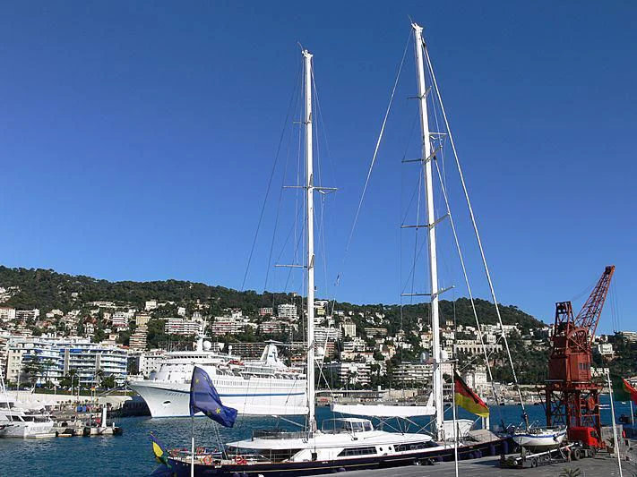a boat docked at a port aboard BURRASCA Yacht for Sale