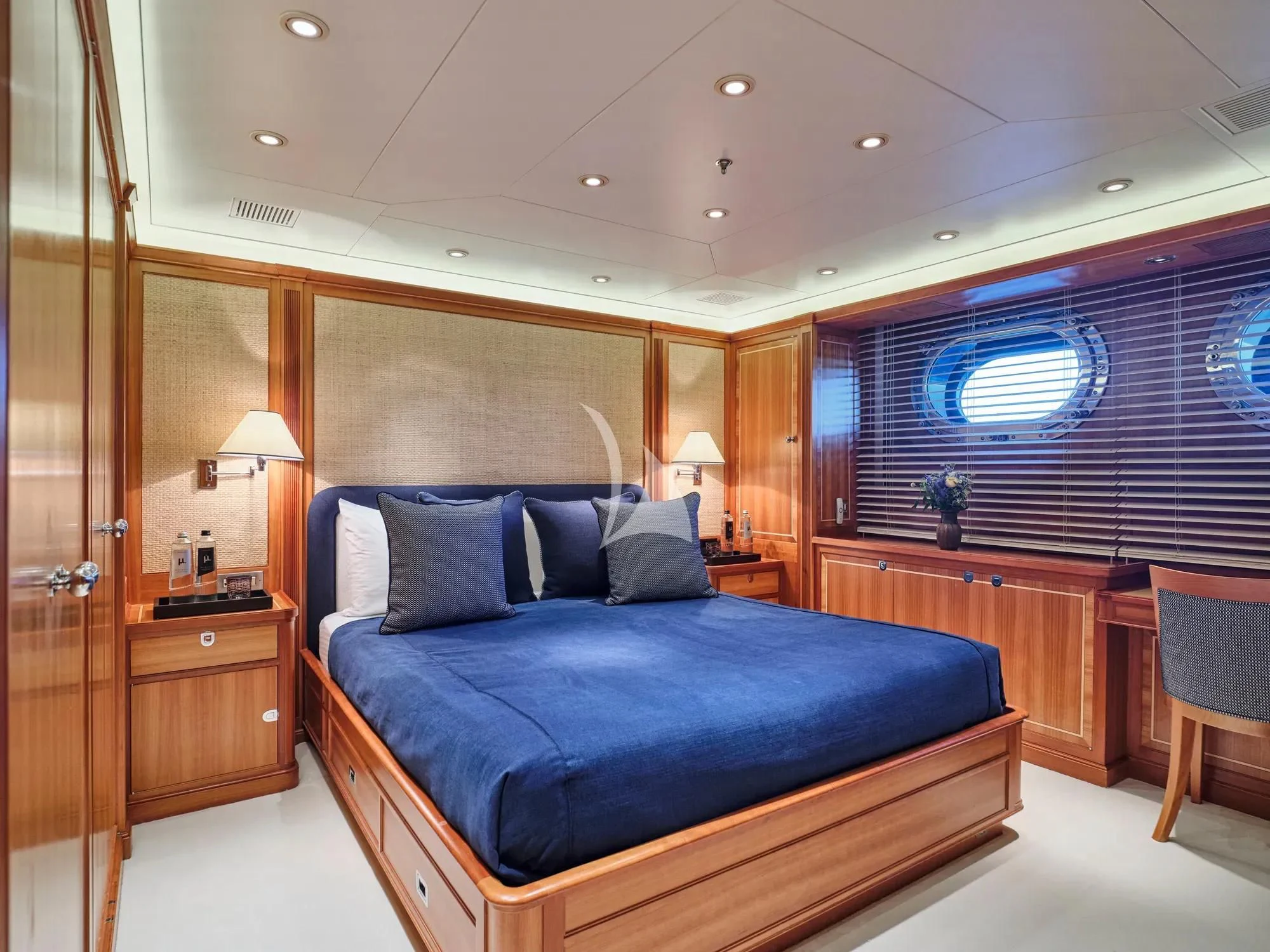 a bed in a room aboard BURRASCA Yacht for Sale