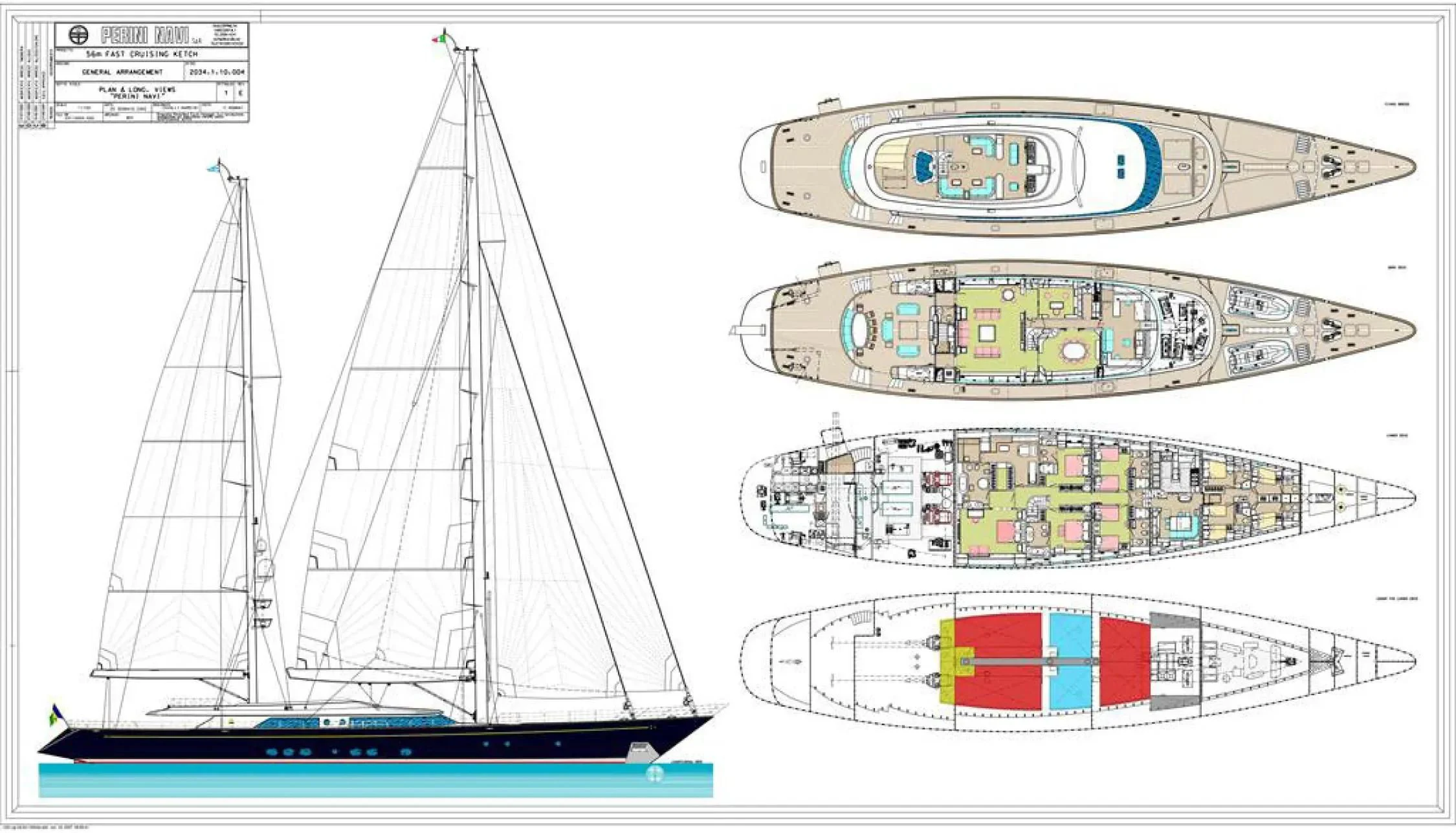 a diagram of a ship aboard BURRASCA Yacht for Sale