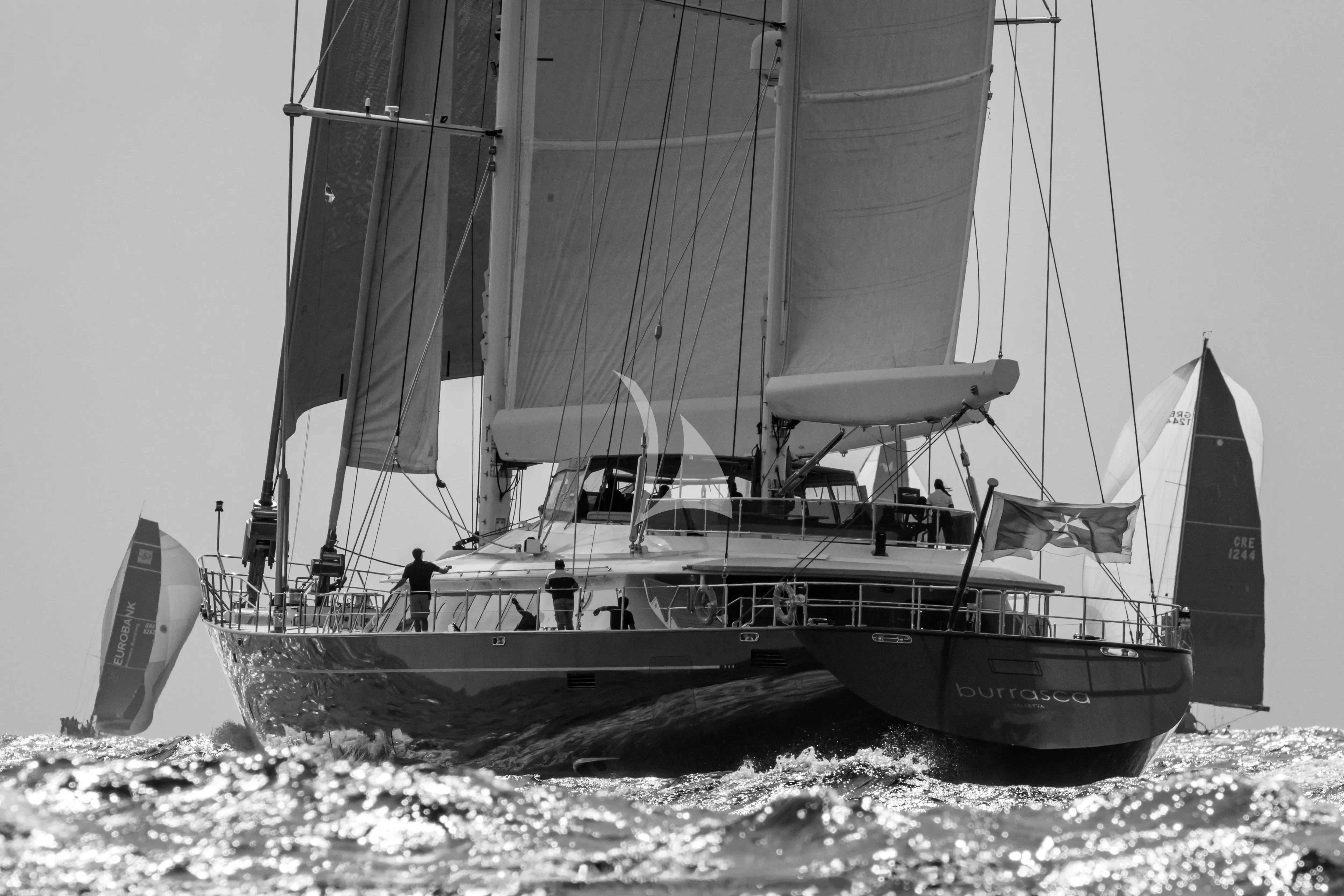 a boat sailing on the sea aboard BURRASCA Yacht for Sale
