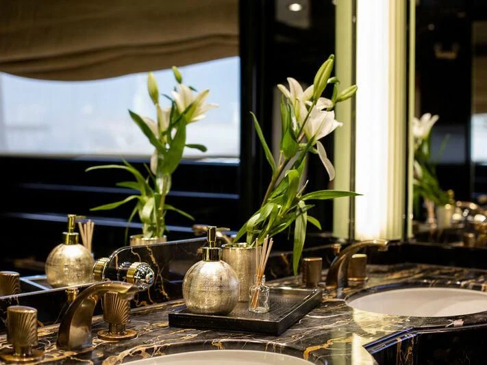 a plant in a glass case aboard IL SOLE Yacht for Sale