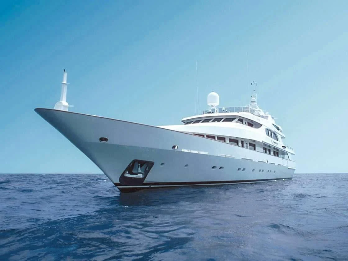a white yacht in the water aboard IL SOLE Yacht for Sale