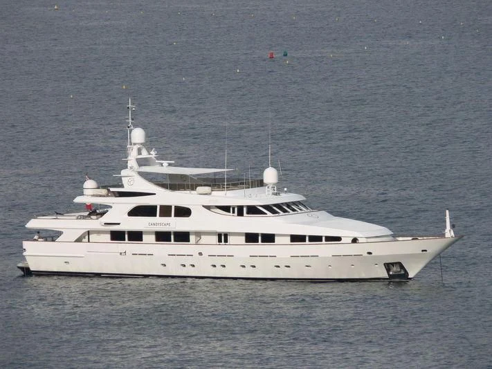 a white yacht in the water aboard IL SOLE Yacht for Sale