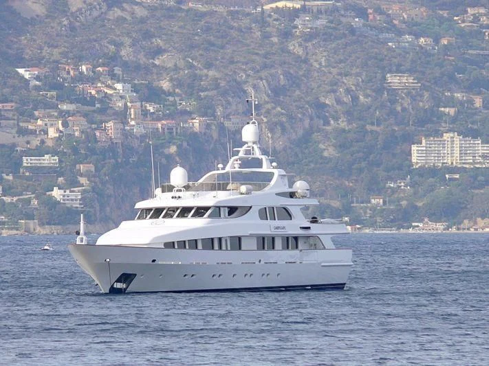 a white boat in the water aboard IL SOLE Yacht for Sale