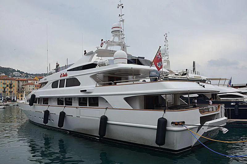 a large white boat aboard IL SOLE Yacht for Sale
