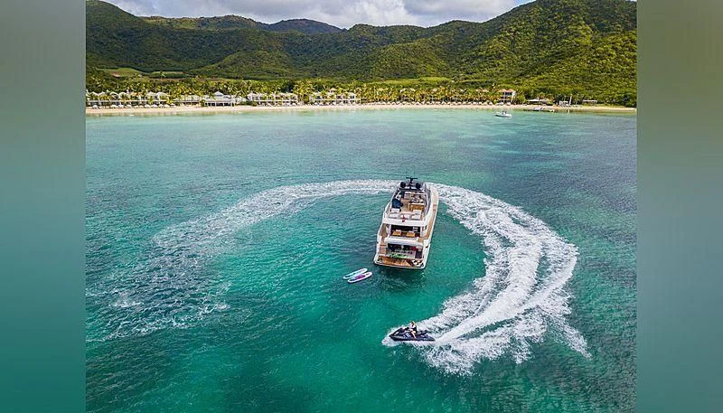 a boat on the water aboard SQUALO Yacht for Sale