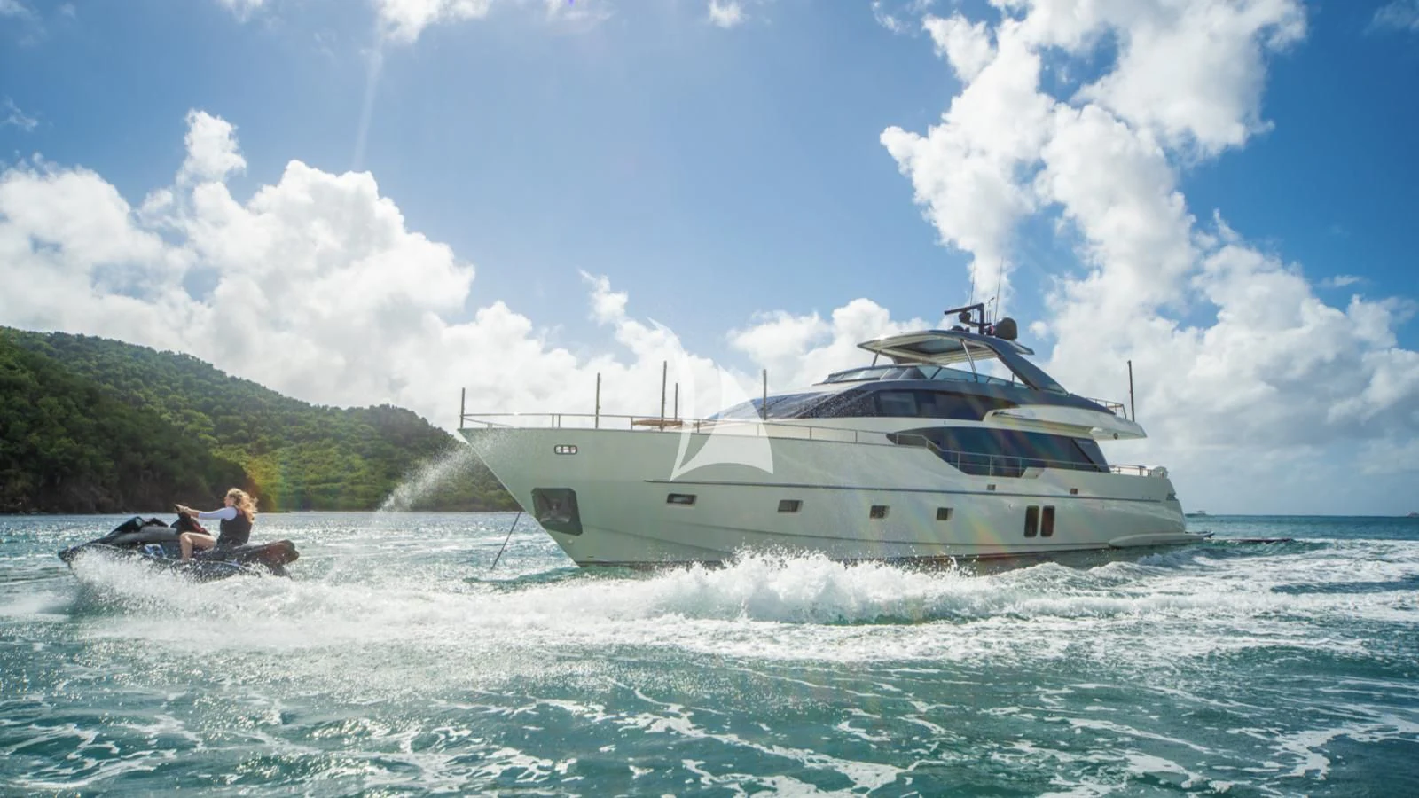 a boat on the water aboard SQUALO Yacht for Sale