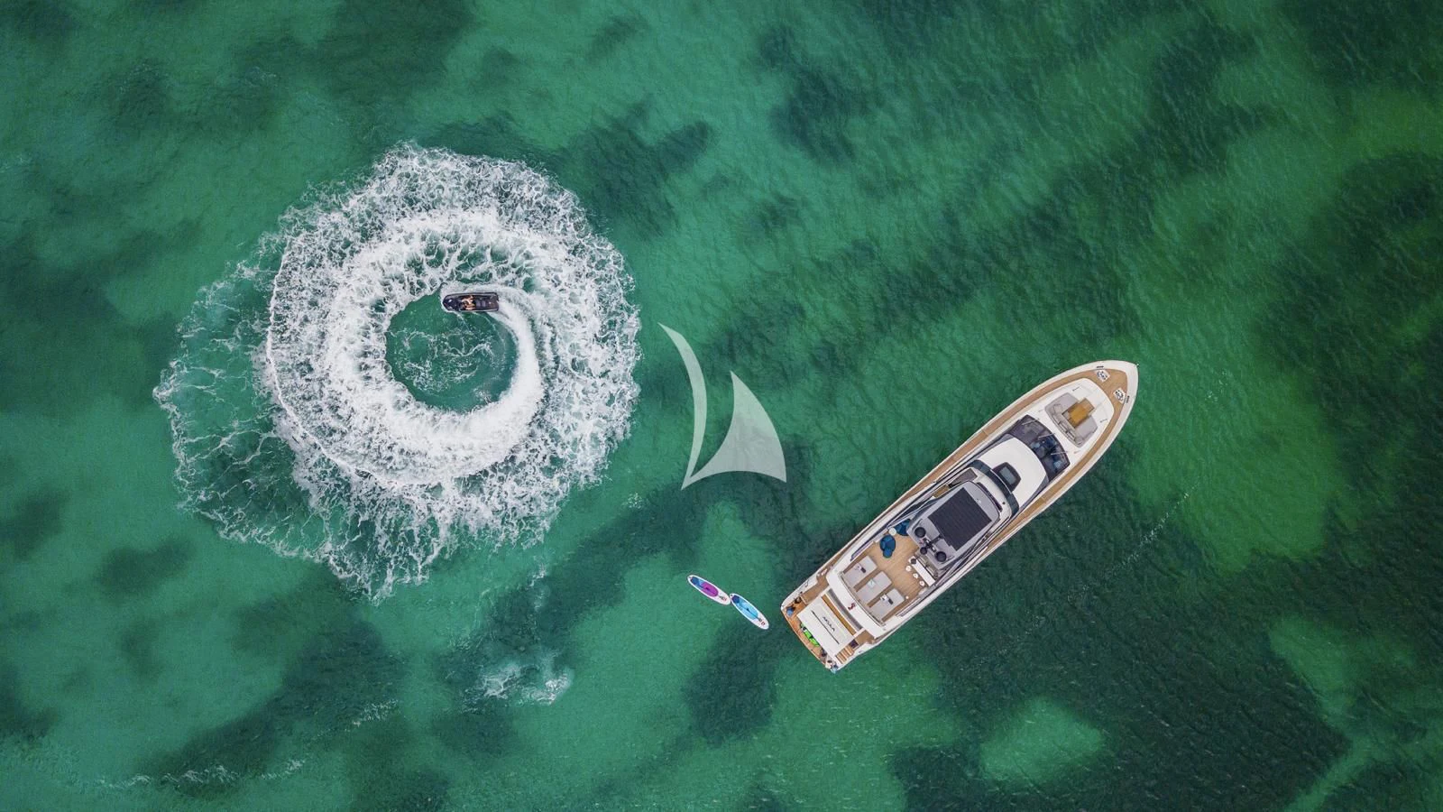 a white frisbee in the water aboard SQUALO Yacht for Sale
