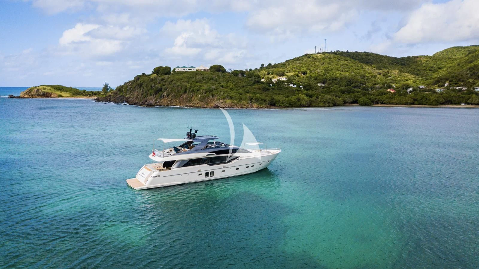a white boat in the water aboard SQUALO Yacht for Sale