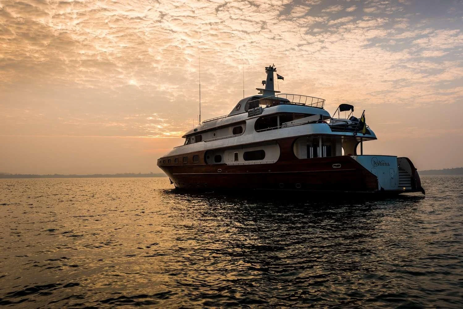 a boat in the water aboard ASHENA Yacht for Charter