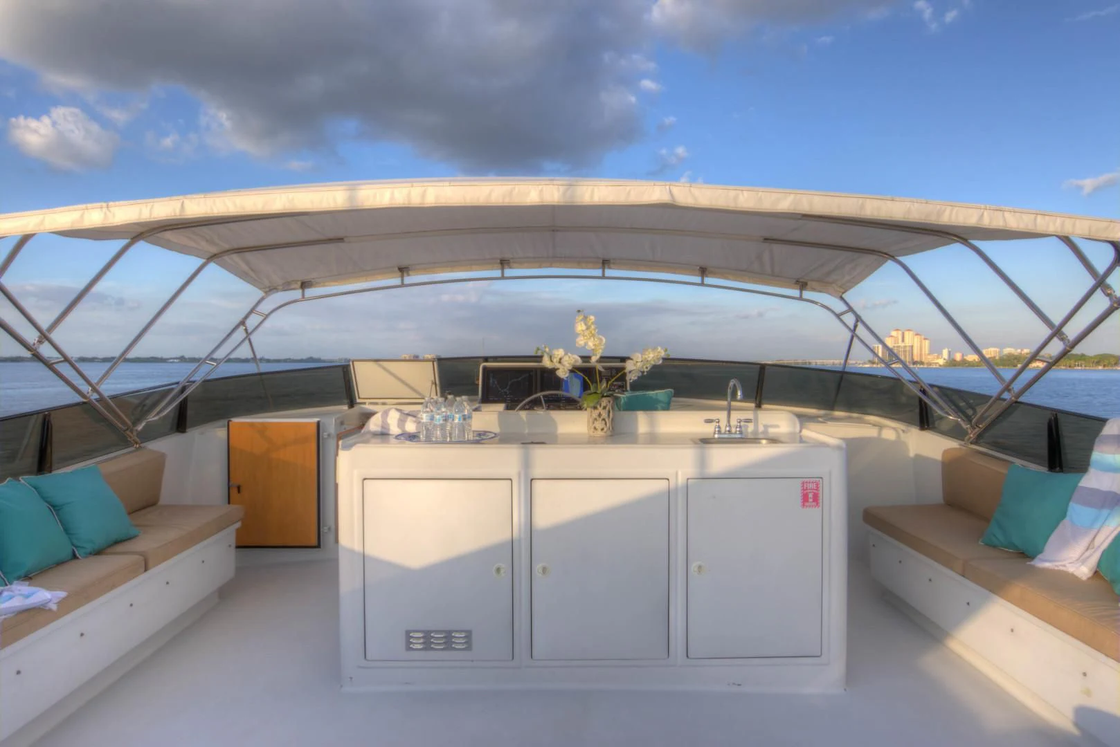 a room with a large white roof aboard LADY LEX Yacht for Sale