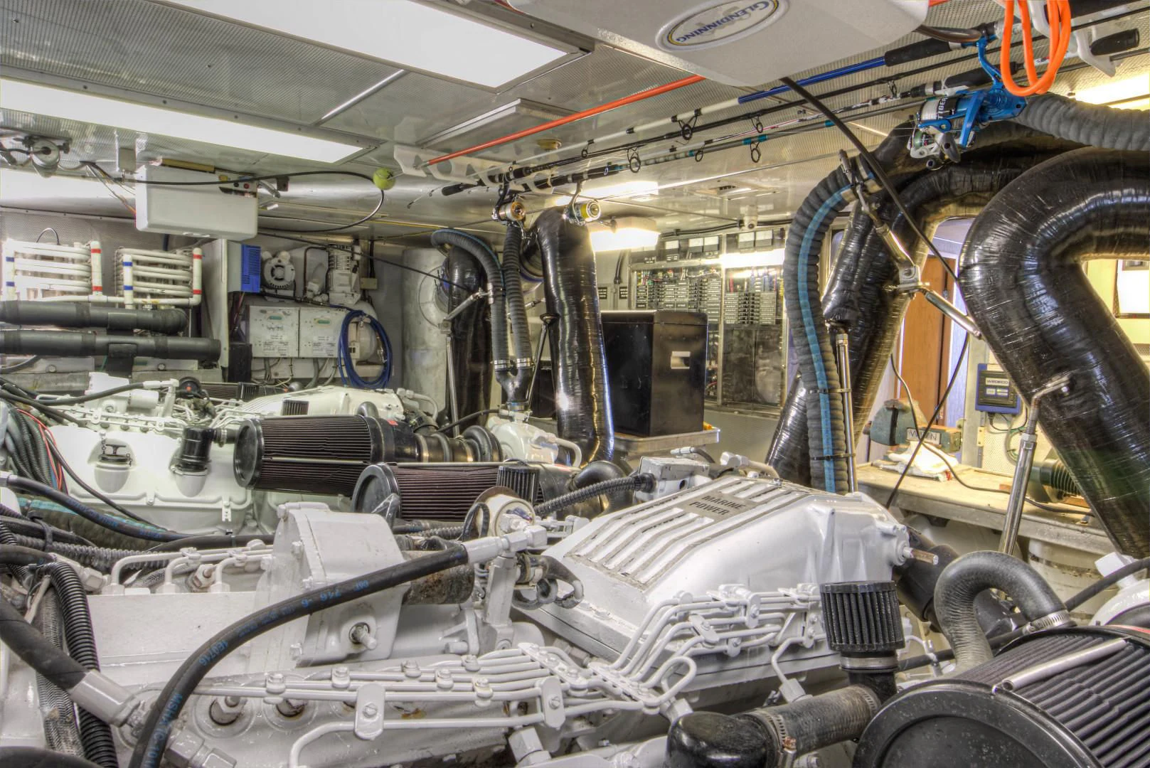 a car engine with many parts aboard LADY LEX Yacht for Sale