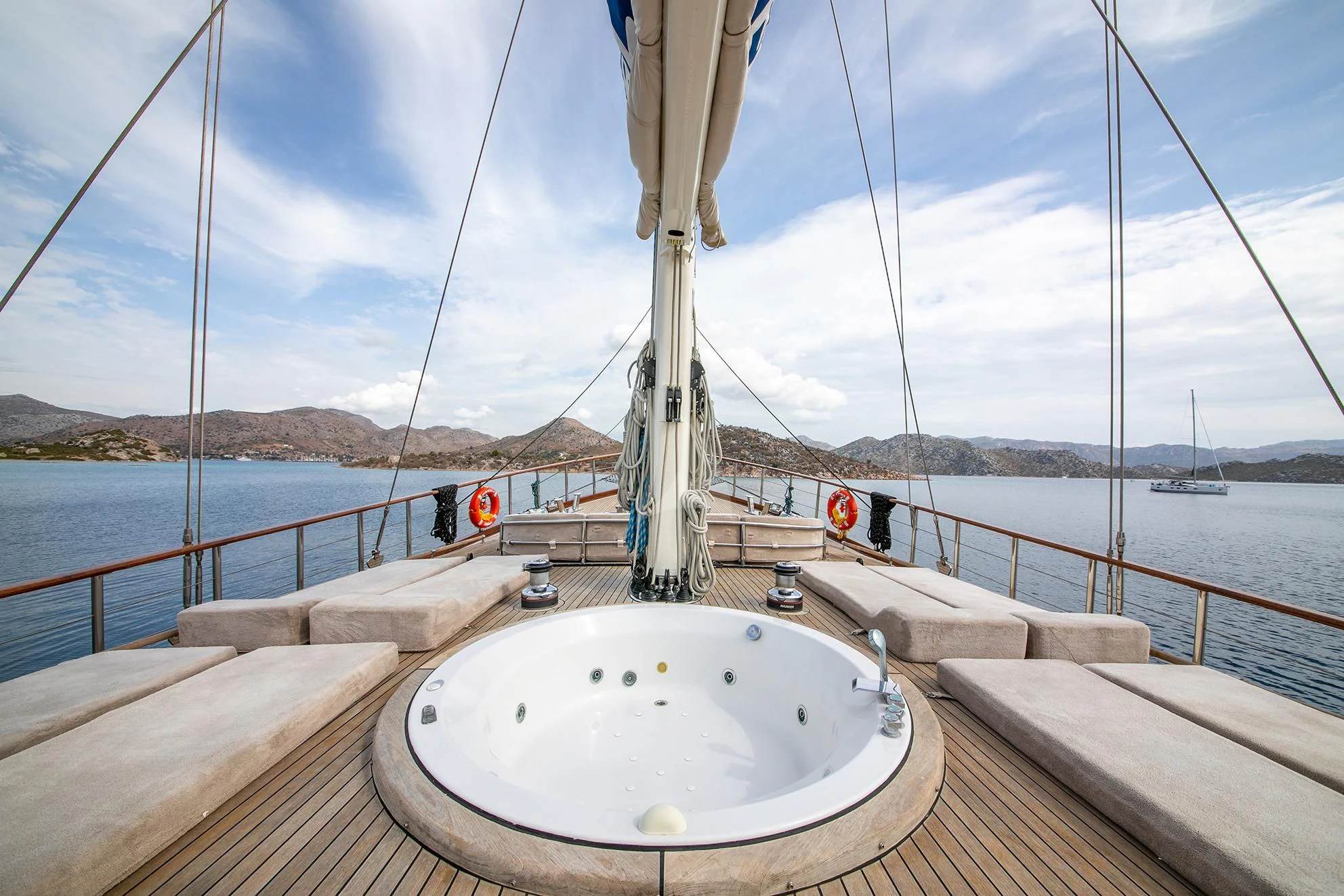 a boat on the water aboard BLUE HEAVEN Yacht for Charter