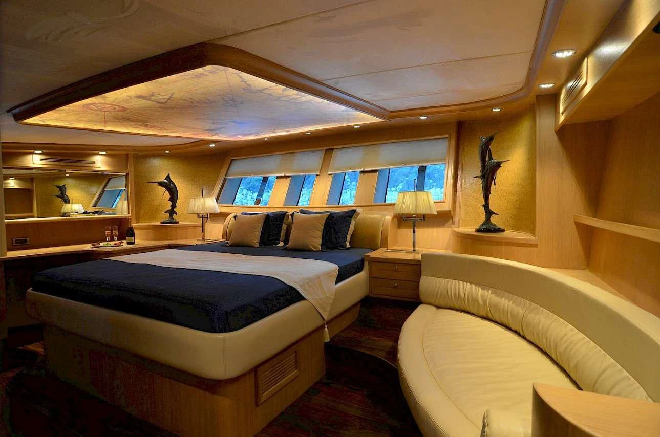 a room with two beds aboard BLUE HEAVEN Yacht for Charter