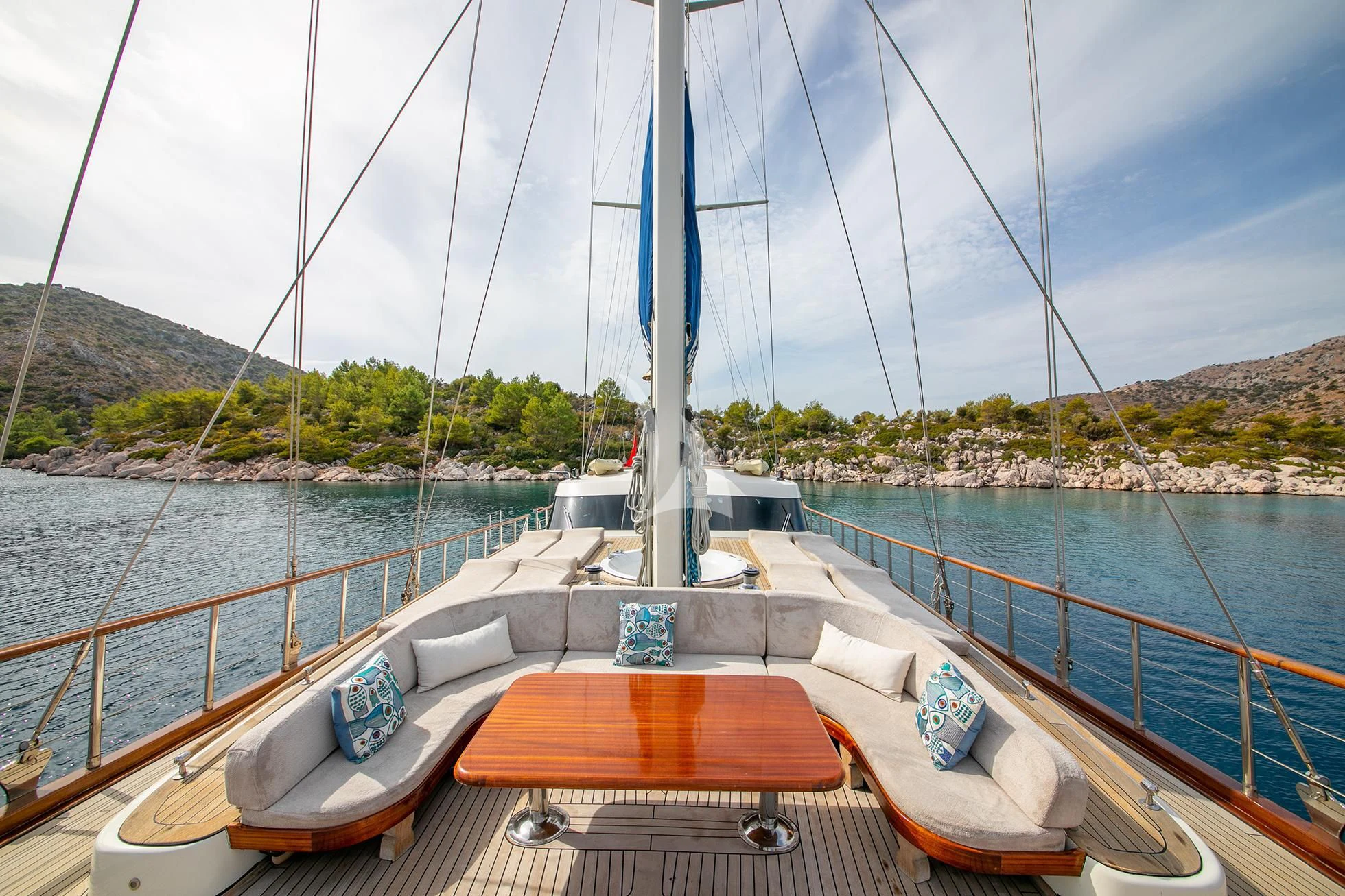a boat on the water aboard BLUE HEAVEN Yacht for Charter